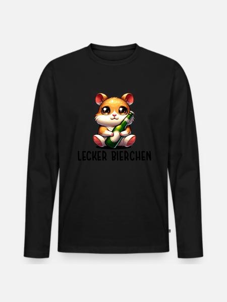 YUMMY BEER Sad Hamster Meme - Men's Premium Organic Long Sleeve Shirt - black