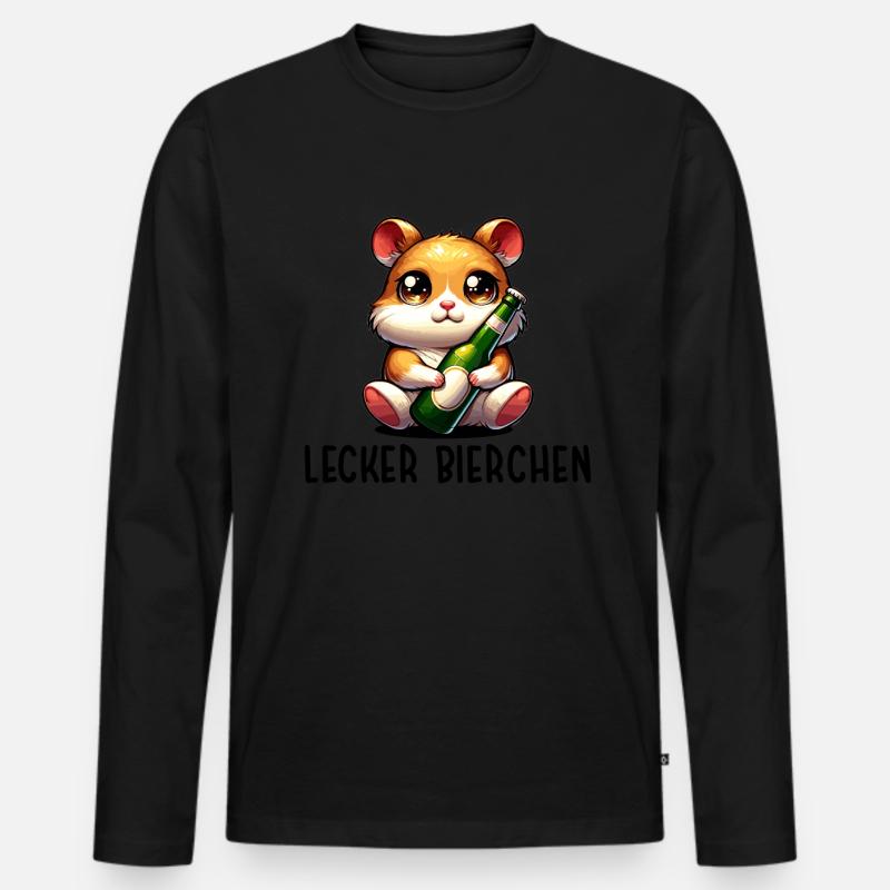 LECKER BIERCHEN Sad Hamster Meme - Männer Premium Bio Langarmshirt - Schwarz
