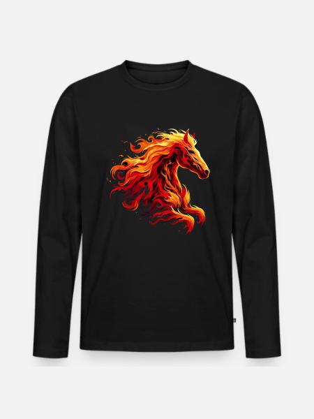 Feuerpferd An Tierpferd - Männer Premium Bio Langarmshirt - Schwarz