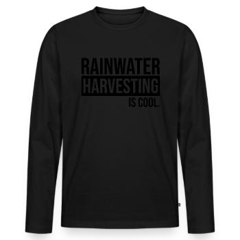 La récupération de l’eau de pluie est fraîche - T-shirt manches longues Premium bio Homme - noir - Devant - Nico (187cm)