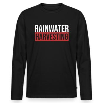 Récupération de l’eau de pluie - T-shirt manches longues Premium bio Homme - noir - Devant - Nico (187cm)