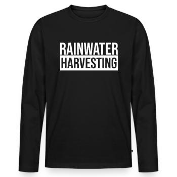 Récupération de l’eau de pluie - T-shirt manches longues Premium bio Homme - noir - Devant - Nico (187cm)