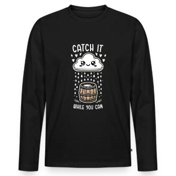Catch it while you can harvest rainwater - Men's Premium Organic Long Sleeve Shirt - black - Front - Nico (187cm)