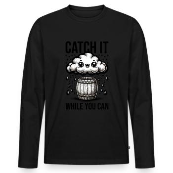 Catch it while you can harvest rainwater - Men's Premium Organic Long Sleeve Shirt - black - Front - Nico (187cm)