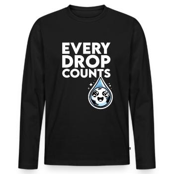 Chaque goutte compte Récolte d’eau de pluie - T-shirt manches longues Premium bio Homme - noir - Devant - Nico (187cm)