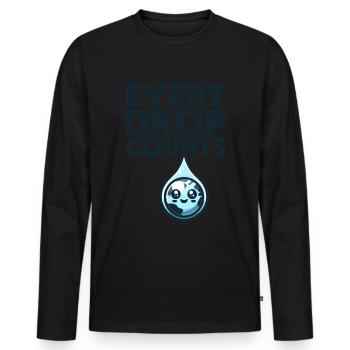Chaque goutte compte Récolte d’eau de pluie - T-shirt manches longues Premium bio Homme - noir - Devant - Nico (187cm)