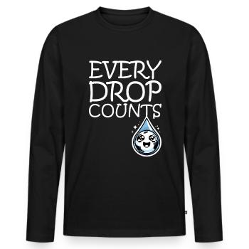 Chaque goutte compte Récolte d’eau de pluie - T-shirt manches longues Premium bio Homme - noir - Devant - Nico (187cm)