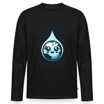 Chaque goutte compte Récolte d’eau de pluie - T-shirt manches longues Premium bio Homme - noir - Devant - Nico (187cm)