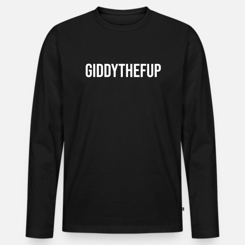 Giddythefup -Pferderennen - Männer Premium Bio Langarmshirt - Schwarz