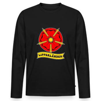 Lipperland Ostwestfalen Lippische Rose Lippe - Männer Premium Bio Langarmshirt - Schwarz - Vorne - Nico (187cm)