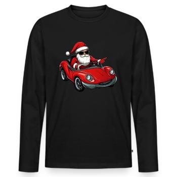 Chauffeur de Noël / Cabriolet Père Noël - T-shirt manches longues Premium bio Homme - noir - Devant - Nico (187cm)