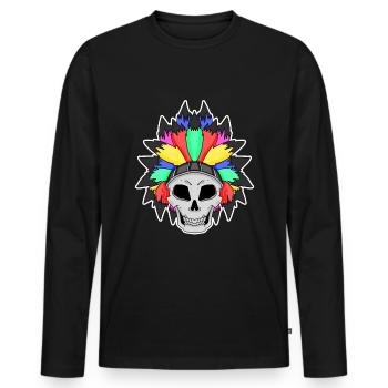 Regenbogen Totenkopf LGBT - Männer Premium Bio Langarmshirt - Schwarz - Vorne - Nico (187cm)