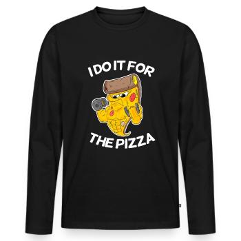 Pizza Training Fitness Sport Cadeau - T-shirt manches longues Premium bio Homme - noir - Devant - Nico (187cm)