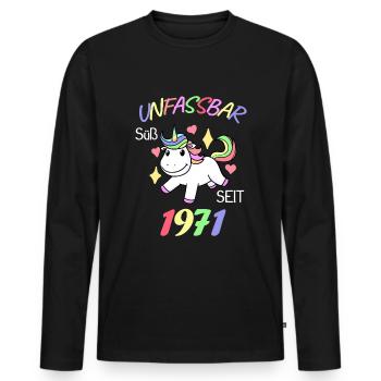 1971 - Jahrgang 1971 - Männer Premium Bio Langarmshirt - Schwarz - Vorne - Nico (187cm)