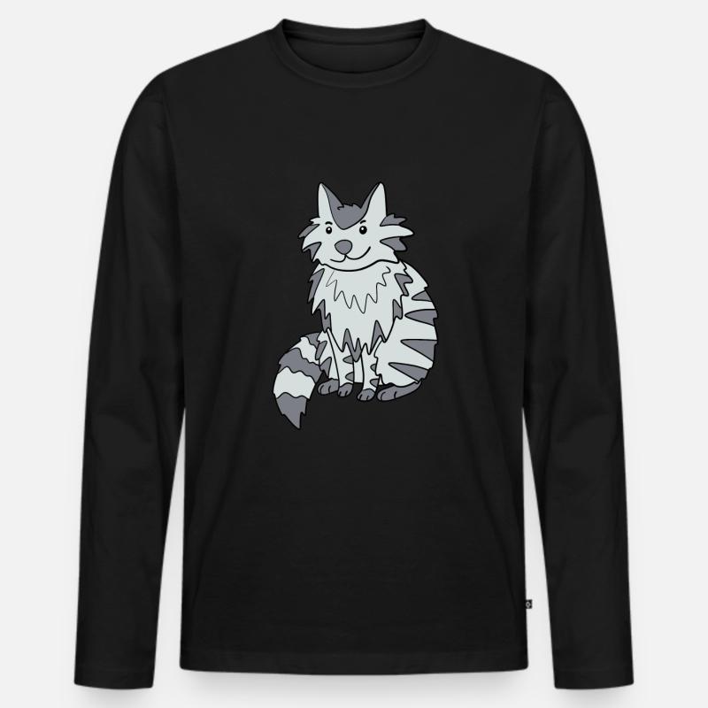Maine Coon Katze - Männer Premium Bio Langarmshirt - Schwarz