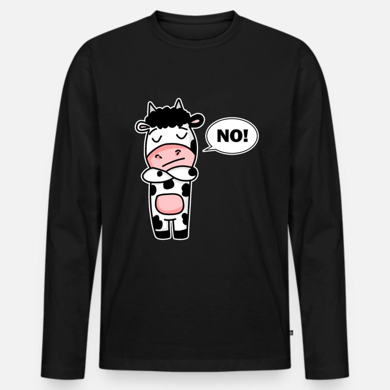 Kuh Nein - Männer Premium Bio Langarmshirt - Schwarz