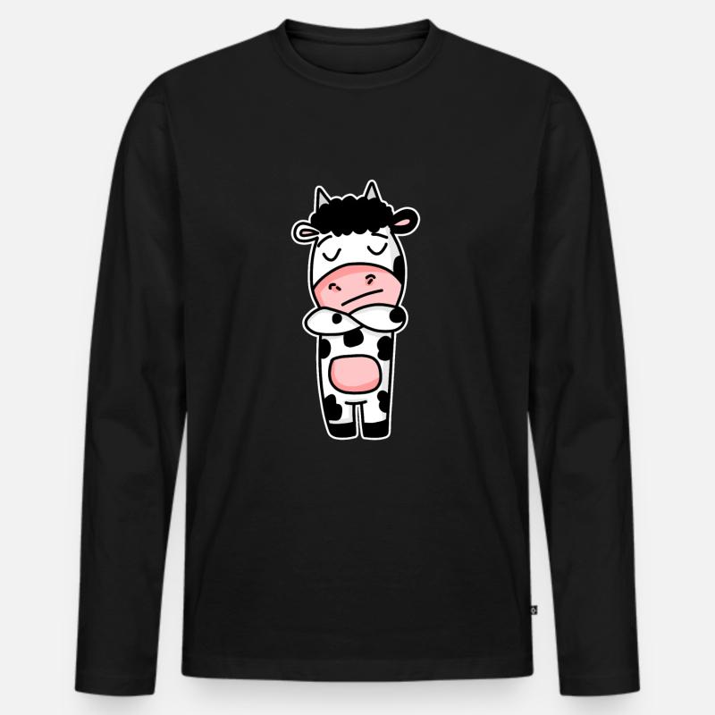 Kuh - Männer Premium Bio Langarmshirt - Schwarz