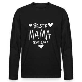 Beste Mama seit 2020 - Männer Premium Bio Langarmshirt - Schwarz - Vorne - Nico (187cm)