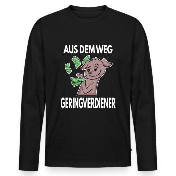 Aus dem Weg du Geringverdiener - Kapitalismus - Männer Premium Bio Langarmshirt - Schwarz - Vorne - Nico (187cm)