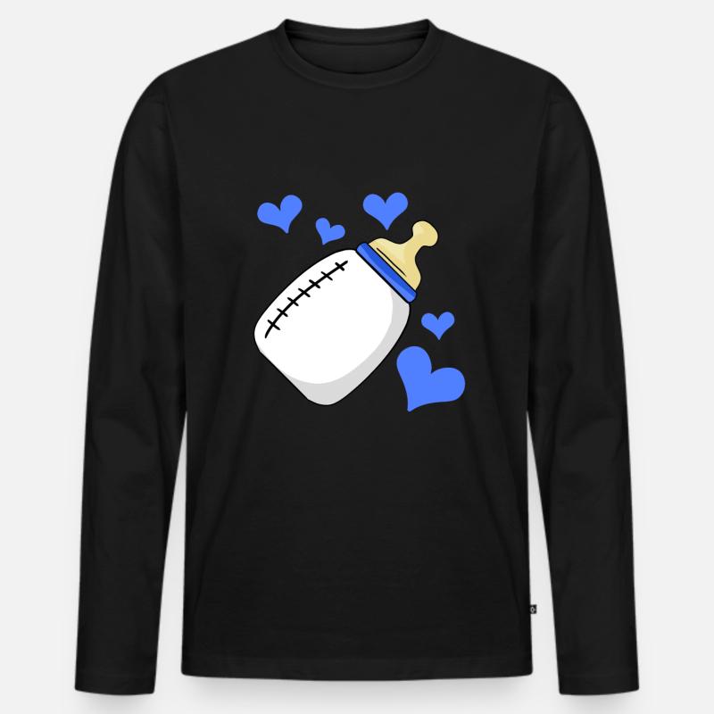 Milchflasche Junge Schwanger Geburt - Männer Premium Bio Langarmshirt - Schwarz