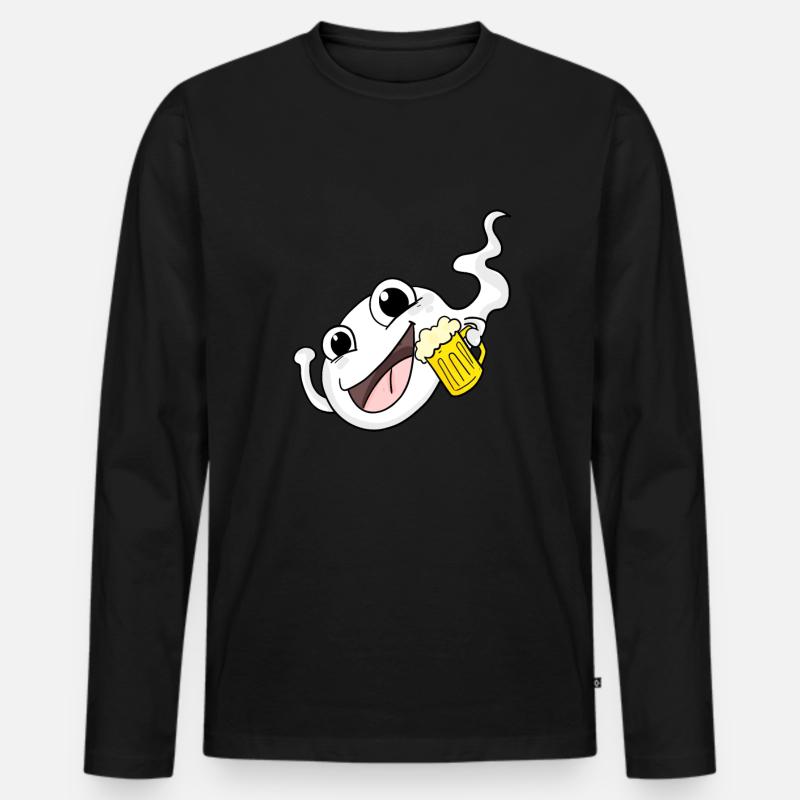 Sperma mit Bier - Männer Premium Bio Langarmshirt - Schwarz