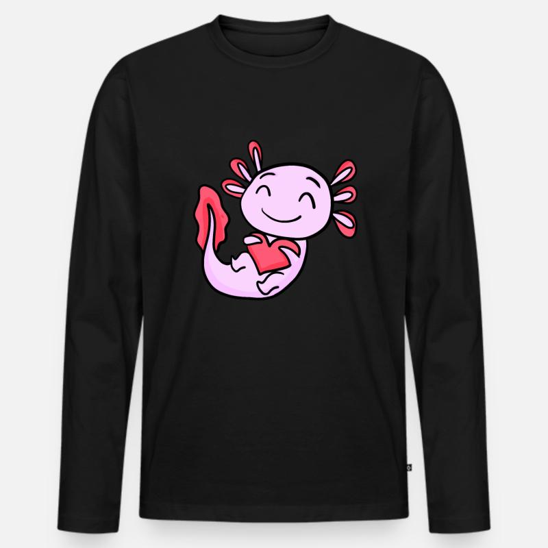 Axolotl Herz - Männer Premium Bio Langarmshirt - Schwarz