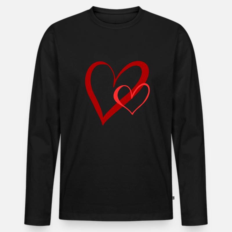 Herz - Männer Premium Bio Langarmshirt - Schwarz