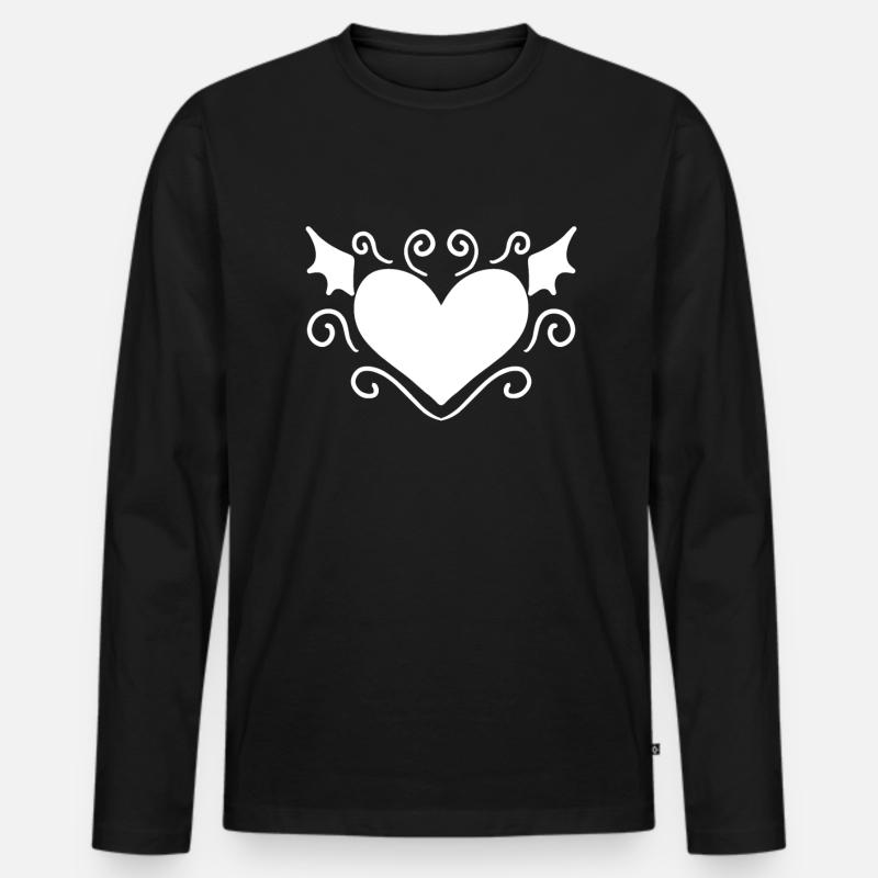Herz Engel - Männer Premium Bio Langarmshirt - Schwarz