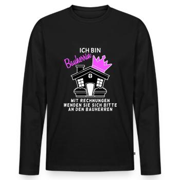 Bauherrin Hausbau - Männer Premium Bio Langarmshirt - Schwarz - Vorne - Nico (187cm)