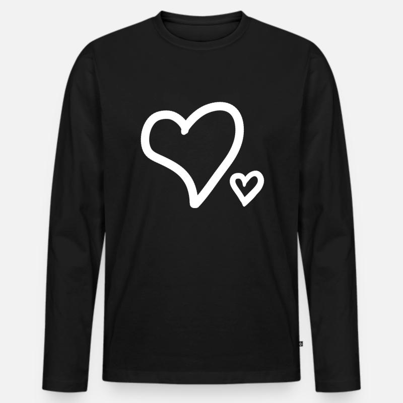 Herz - Männer Premium Bio Langarmshirt - Schwarz