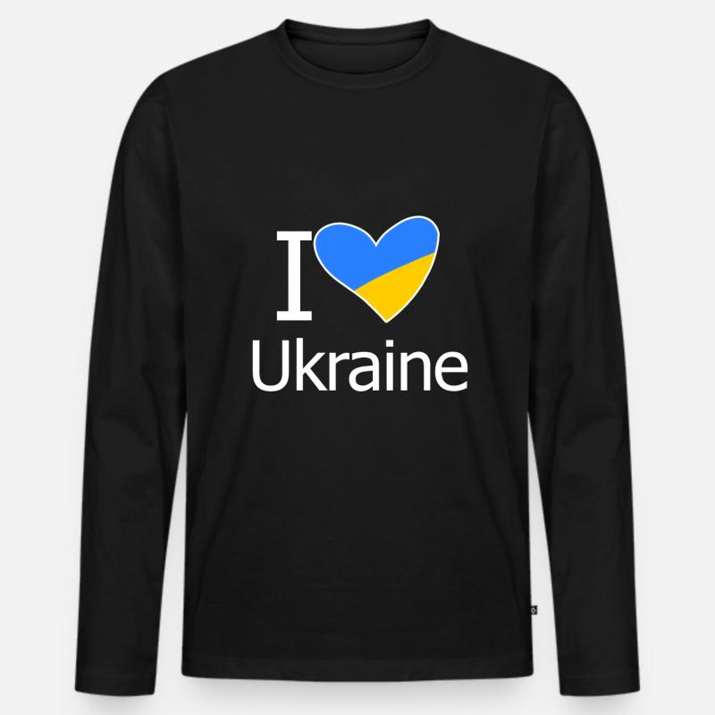 Ukraine - Männer Premium Bio Langarmshirt - Schwarz