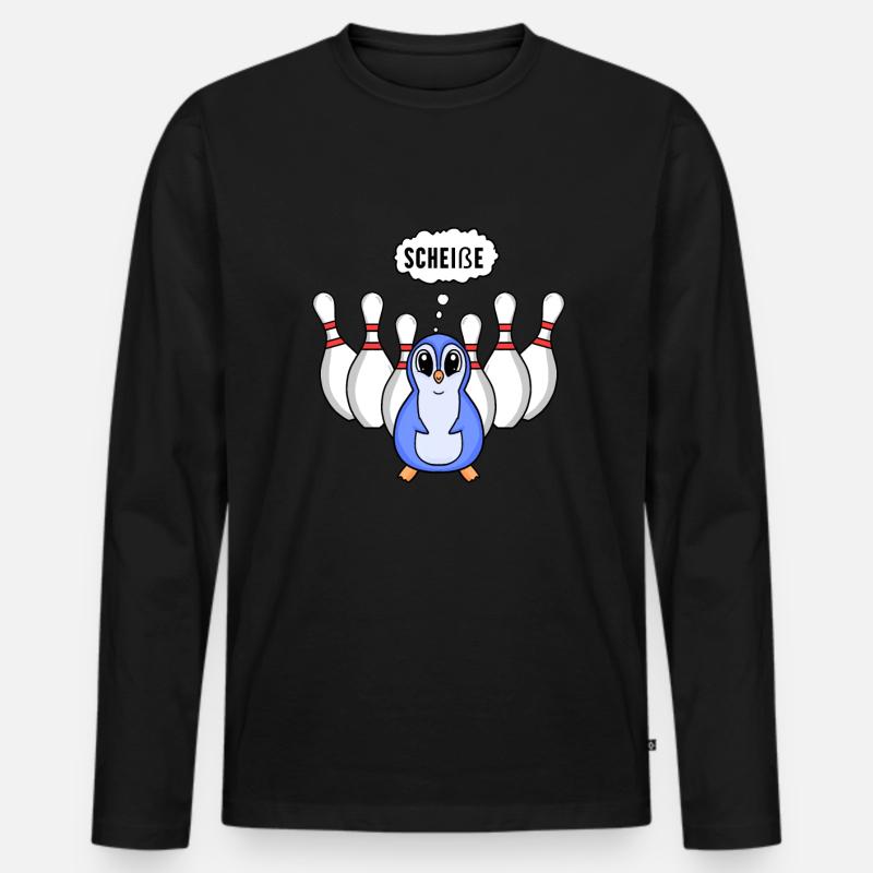 Kegel Pinguin Bowling - Männer Premium Bio Langarmshirt - Schwarz
