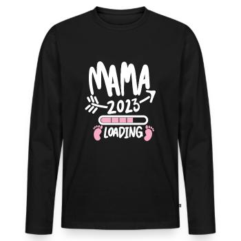 Mama 2023 loading - Werdende Mutter 2023 - Männer Premium Bio Langarmshirt - Schwarz - Vorne - Nico (187cm)