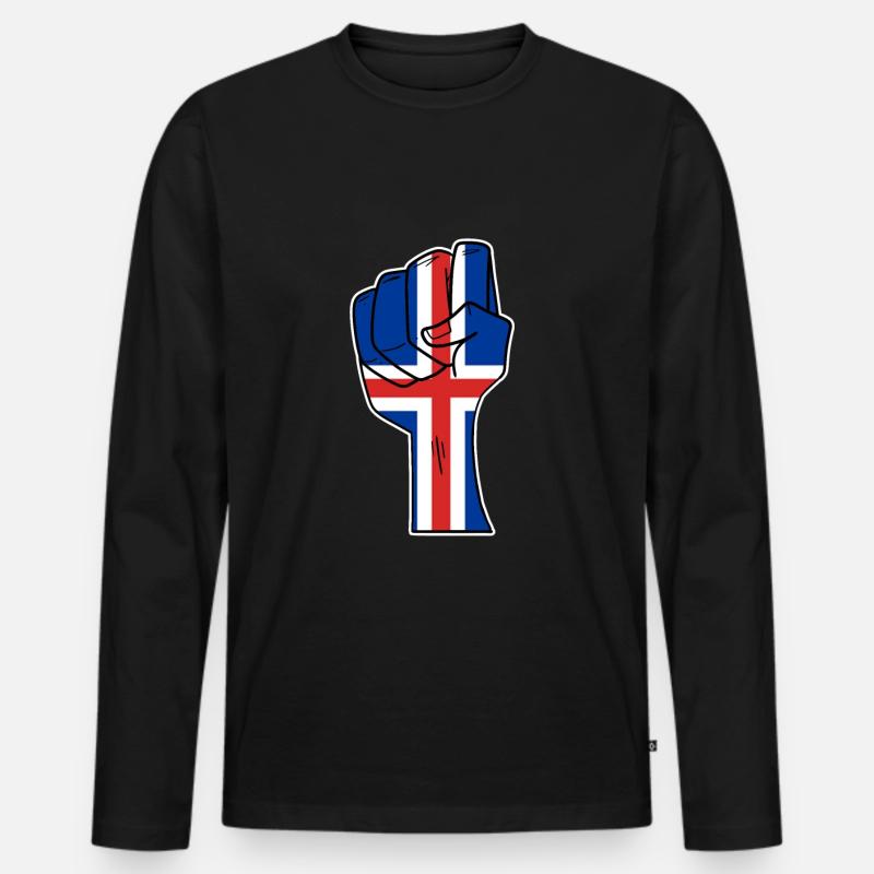 Island - Männer Premium Bio Langarmshirt - Schwarz