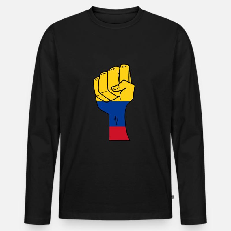 Kolumbien - Männer Premium Bio Langarmshirt - Schwarz