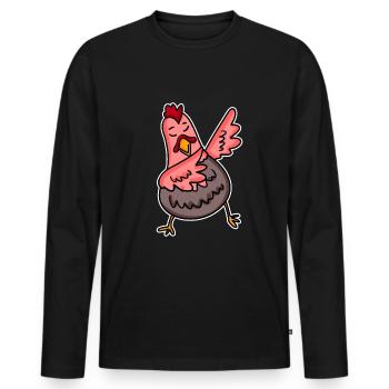 Dabbing Dab Poulet - T-shirt manches longues Premium bio Homme - noir - Devant - Nico (187cm)