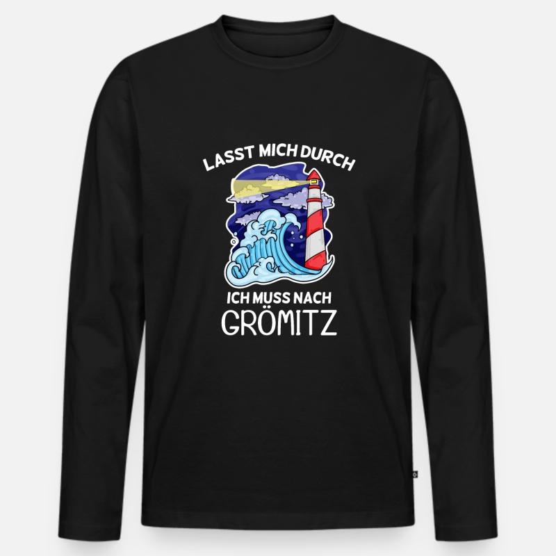 Grömitz Spruch - Männer Premium Bio Langarmshirt - Schwarz