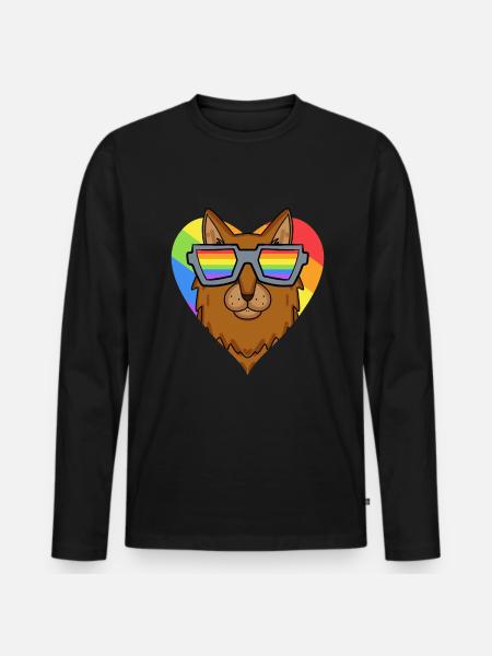 LGBT Cat Somali Rainbow - Men's Premium Organic Long Sleeve Shirt - black
