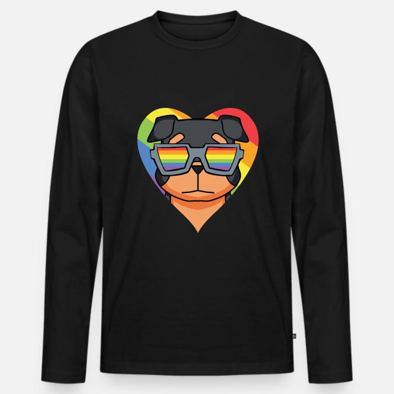 LGBT Hund Rottweiler Regenbogen - Männer Premium Bio Langarmshirt - Schwarz