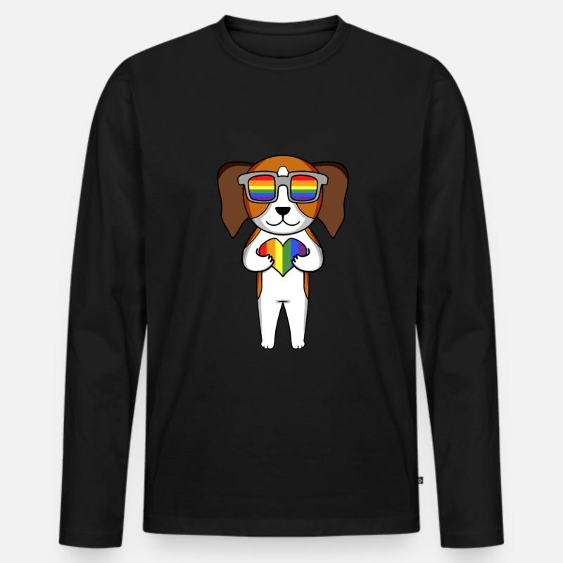 LGBT Hund Beagle Regenbogen - Männer Premium Bio Langarmshirt - Schwarz