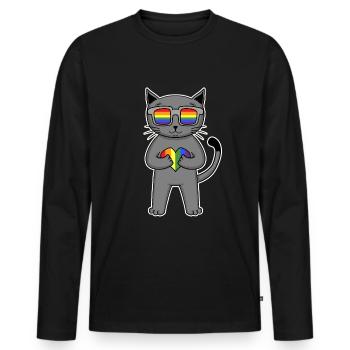 CHAT LGBT British Shorthair Rainbow - T-shirt manches longues Premium bio Homme - noir - Devant - Nico (187cm)