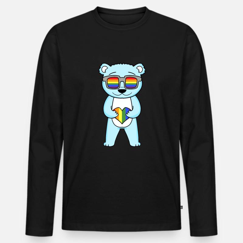 LGBT Tier Bär Regenbogen - Männer Premium Bio Langarmshirt - Schwarz