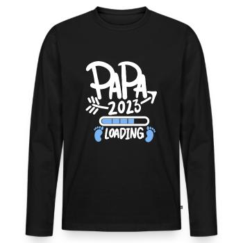 Papa 2023 - Vater 2023 loading Sohn - Männer Premium Bio Langarmshirt - Schwarz - Vorne - Nico (187cm)
