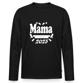 Mama 2023 loading - Werdende Mutter 2023 - Männer Premium Bio Langarmshirt - Schwarz - Vorne - Nico (187cm)