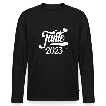 Tante 2023 - Werdende Tante - Tante werden - Männer Premium Bio Langarmshirt - Schwarz - Vorne - Nico (187cm)