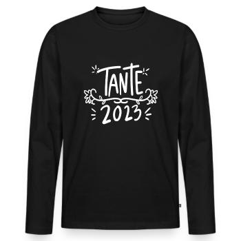 Tante 2023 - Werdende Tante - Tante werden - Männer Premium Bio Langarmshirt - Schwarz - Vorne - Nico (187cm)