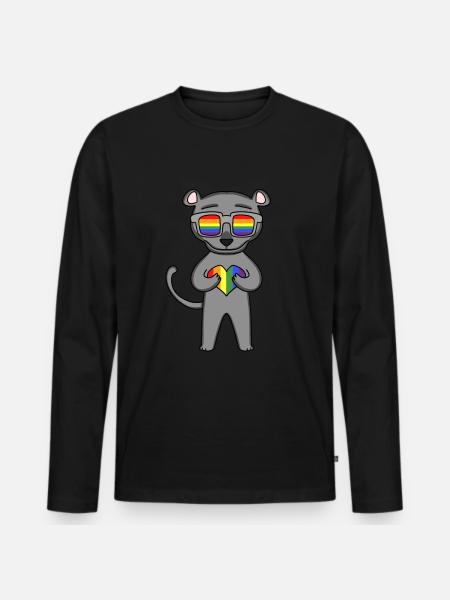 LGBT Animal Panther Rainbow - Men's Premium Organic Long Sleeve Shirt - black