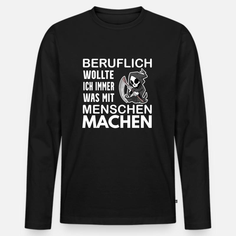 Sensenmann lustiger Spruch - Männer Premium Bio Langarmshirt - Schwarz