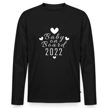 Bébé 2022 - Naissance Enceinte 2022 - T-shirt manches longues Premium bio Homme - noir - Devant - Nico (187cm)