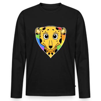 LGBT Animal Cheetah Rainbow Heart - T-shirt manches longues Premium bio Homme - noir - Devant - Nico (187cm)